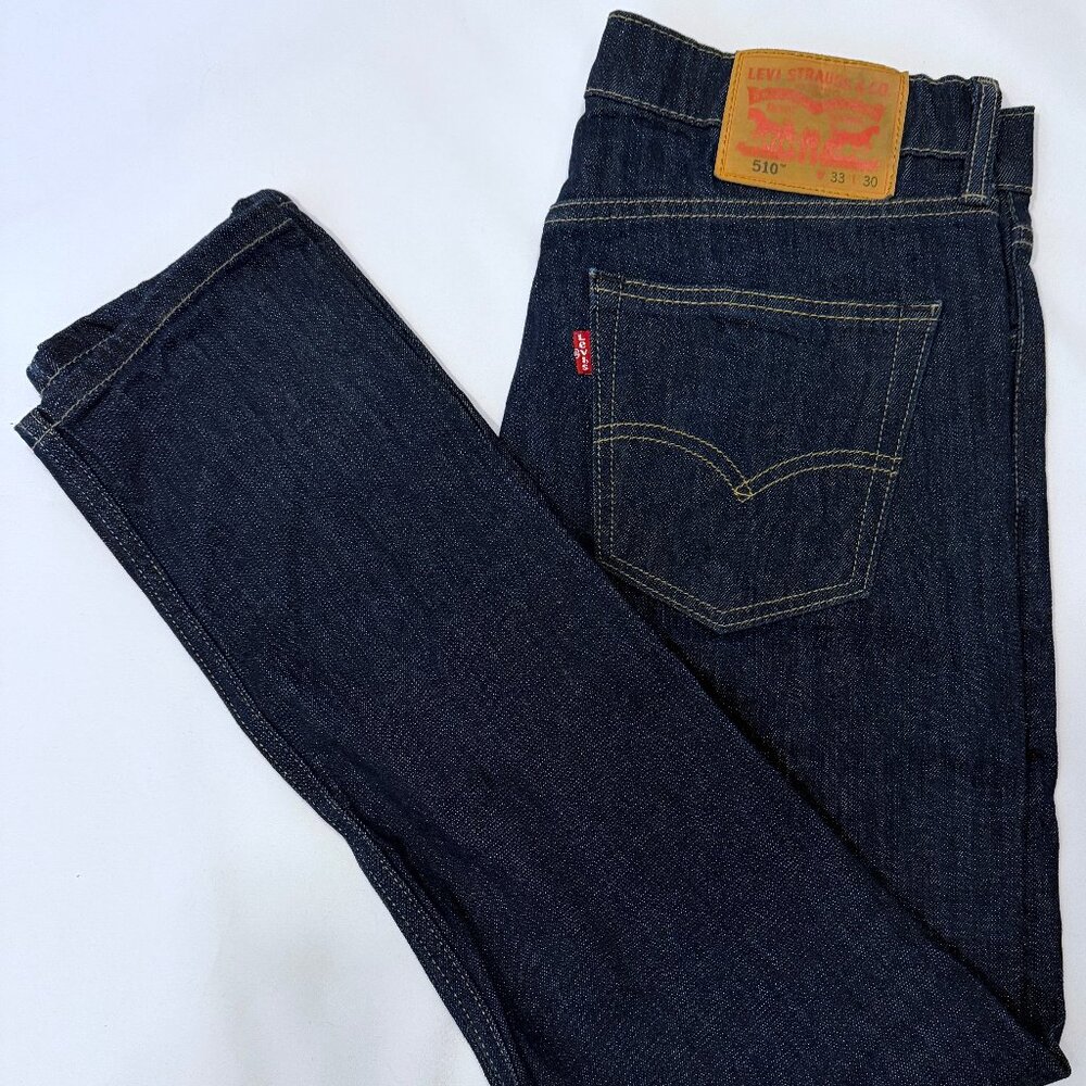 Men's Levi's 510 Skinny Dark Blue Denim Jeans 98% Cotton 33x30 (Measures 31x29)
